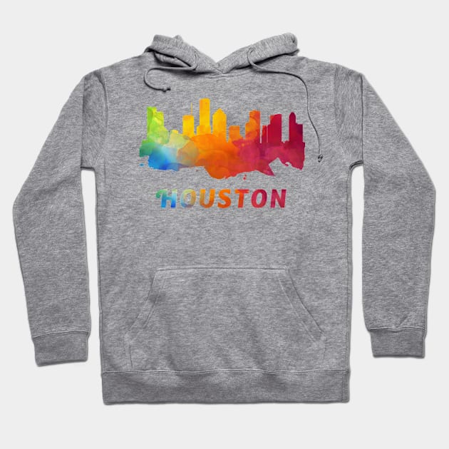 Houston Skyline Watercolor Style Hoodie by ThirdEyeAerial